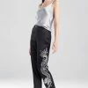 Chinoiserie Embroidery Silk Pants
