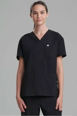 Women's 3-Pocket V-Neck Scrub Top -Natori Sales Shop 3 Pocket V Neck Top Black by Natori 11506.1644936718