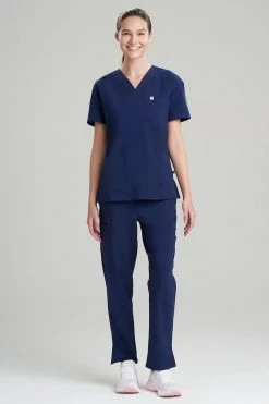 Women's 3-Pocket V-Neck Scrub Top -Natori Sales Shop 3 Pocket V Neck Top Navy by Natori 2 16689.1644936711