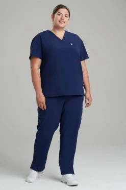 Women's 3-Pocket V-Neck Scrub Top -Natori Sales Shop 3 Pocket V Neck Top Navy by Natori 5 33359.1644936713