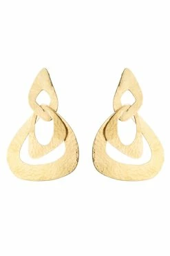 Hammered Gold Link Clip Earrings