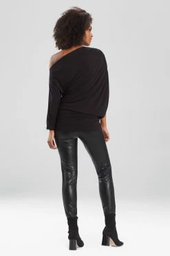 TENCEL™ Jersey Asymmetrical Ruched Top -Natori Sales Shop 56 NATORI RTW N85137 BLK ALT1 24403.1654085916