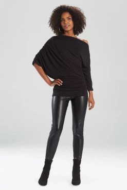 TENCEL™ Jersey Asymmetrical Ruched Top -Natori Sales Shop 56 NATORI RTW N85137 BLK 21455.1654085915