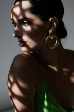 Acacia Wood And Gold Plated Interlocked Hoop Earrings -Natori Sales Shop Acacia Wood and Gold Plated Interlocked Hoop Earrings by Natori 07308.1678914028