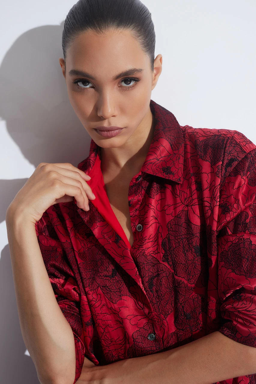 All Over Embroidered Silk Charm Oversized Shirt 6 All Over Embroidered Silk Charm Oversized Shirt - Image 6