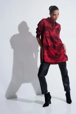 All Over Embroidered Silk Charm Oversized Shirt 13 All Over Embroidered Silk Charm Oversized Shirt -Natori Sales Shop All Over Embroidered Silk Charm Oversized Shirt Red by Natori 41885.1663962227