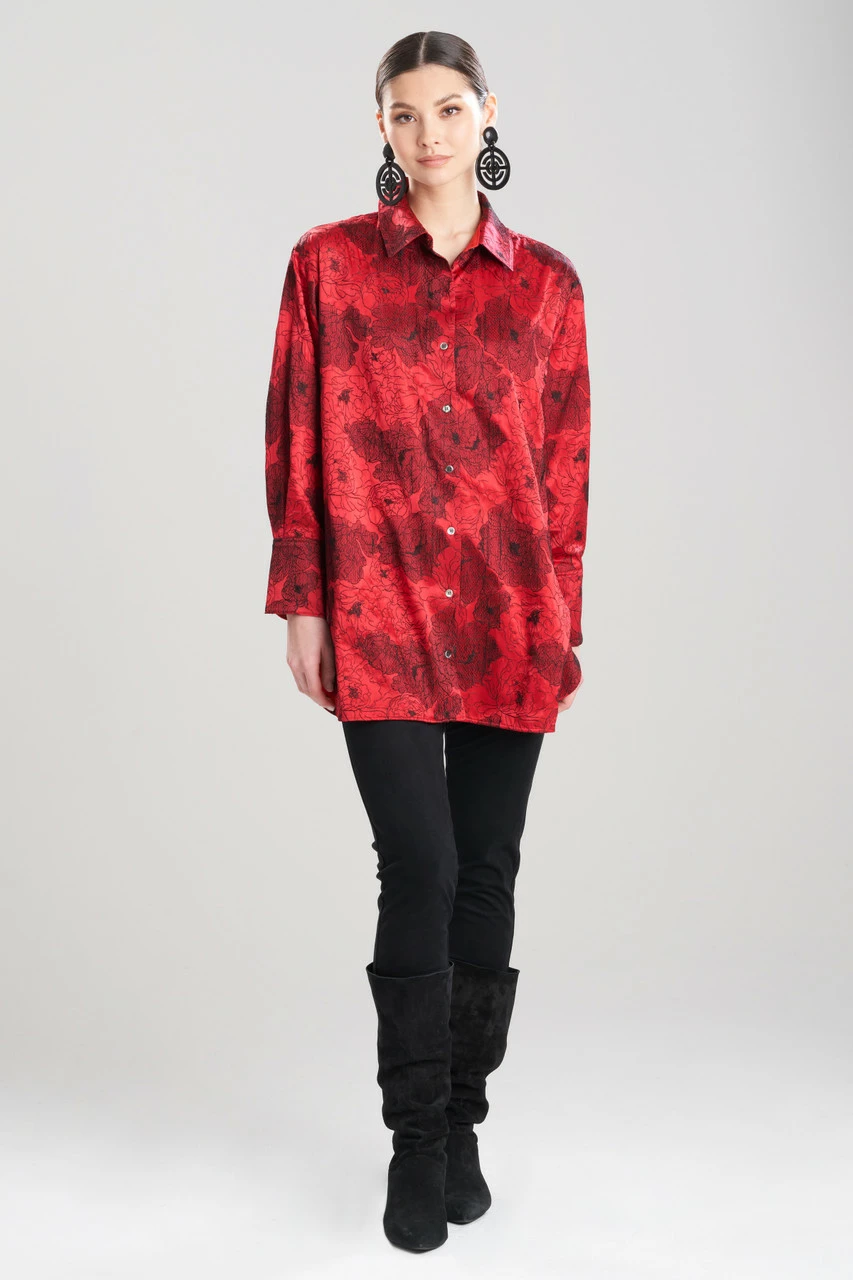 All Over Embroidered Silk Charm Oversized Shirt 3 All Over Embroidered Silk Charm Oversized Shirt - Image 3