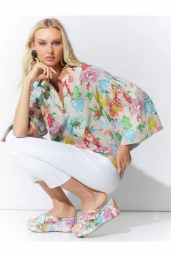 Lanna Hinami Platform Thong Sandals -Natori Sales Shop Amanpulo Cotton Poplin Oversized Pleated Top White Sand Lanna Hinami Platform Thong Sandals Natural by Natori 86106.1678908854