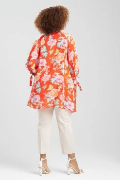 Amanpulo Obi Silk Oversized Top -Natori Sales Shop Amanpulo Obi Silk Oversized Top Paradise Orange by Natori 4 59200.1674770955