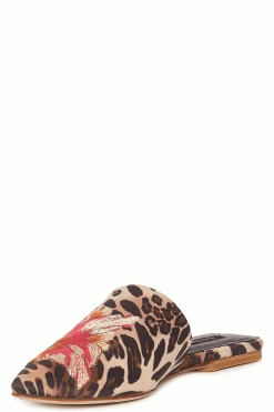 Arri Luxe Leopard Satin Embroidered Slide -Natori Sales Shop Arri Luxe Leopard Satin Embroidered Slide Chestnut by Natori 2 33470.1686601956