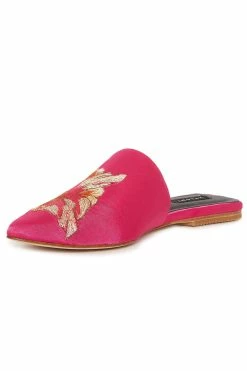 Arri Satin Embroidered Slide -Natori Sales Shop Arri Satin Embroidery Slide Fuchsia by Natori 3 81790.1686602125