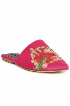 Arri Satin Embroidered Slide -Natori Sales Shop Arri Satin Embroidery Slide Fuchsia by Natori 51135.1686602129