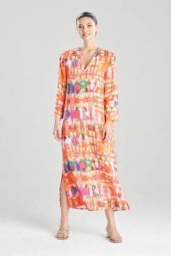Aurora Caftan 6 Aurora Caftan -Natori Sales Shop Aurora Caftan Coral Multi by N Natori 05091.1675358721