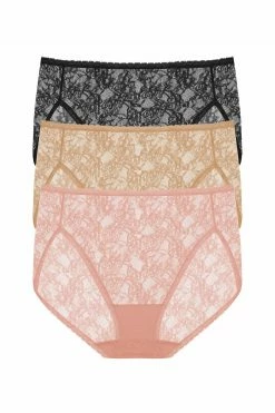 Bliss Allure One-Size Lace French Cut Brief 3-Pack
