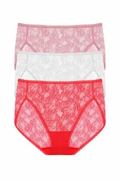 Bliss Allure One-Size Lace French Cut Brief 3-Pack -Natori Sales Shop Bliss Allure One Size Lace French Cut Brief 3 Pack Freesia White Hibiscus by Natori 51546.1687535526
