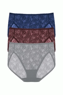 Bliss Allure One-Size Lace French Cut Brief 3-Pack -Natori Sales Shop Bliss Allure One Size Lace French Cut Brief 3 Pack Indigo Vino Stormy by Natori 32660.1689681655