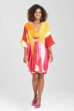 Bohol Embellished Short Silk Caftan