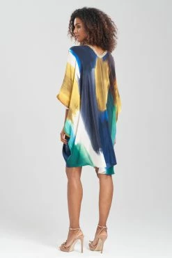 Bohol Embellished Short Silk Caftan -Natori Sales Shop Bohol Embellished Short Silk Caftan Royal Multi by JN 2 39969.1675445769