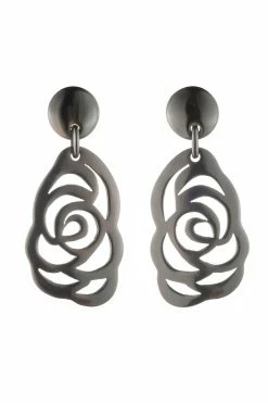 Buffalo Horn Floral Scroll Drop Earrings