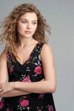Butterfly Garden Tank PJ -Natori Sales Shop Butterfly Garden Tank PJ Black Multi by N Natori 2 76274.1675367870