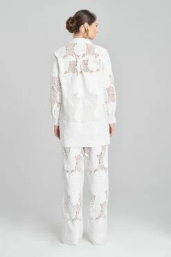 Calado Embroidery Cotton Pants -Natori Sales Shop Calado Embroidery Cotton Pants White by Natori 3 41137.1674233712
