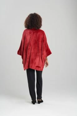 Cashmere Fleece Topper -Natori Sales Shop Cashmere Fleece Topper Garnet Red by N Natori 2 37001.1641577878