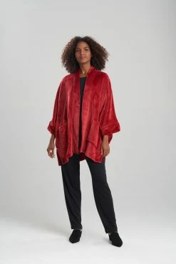 Cashmere Fleece Topper -Natori Sales Shop Cashmere Fleece Topper Garnet Red by N Natori 55460.1641577875