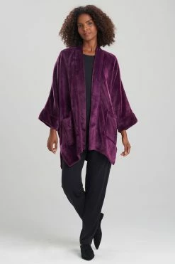 Cashmere Fleece Topper -Natori Sales Shop Cashmere Fleece Topper Plum Berry by N Natori 82918.1666805415