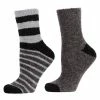 Chenille Multi Striped/Solid Cozy Crew Socks - 2 Pair Pack
