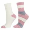 Chenille Striped/Solid Cozy Crew Socks - 2 Pair Pack