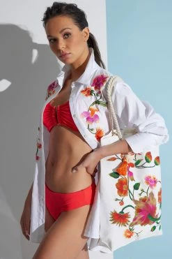 Cheeky Bikini Bottom 27 Cheeky Bikini Bottom -Natori Sales Shop Chikayo Cotton Poplin Oversized Embroidered Shirt White by Natori 01029.1653499035