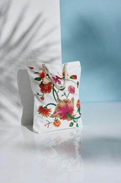 Chikayo Embroidered Canvas Tote Bag