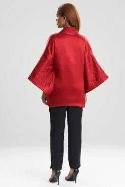 Chinoiserie Embroidery Wrap -Natori Sales Shop Chinoiserie Emboridery Wrap Imperial Red by Josie Natori 3 50688.1641498706