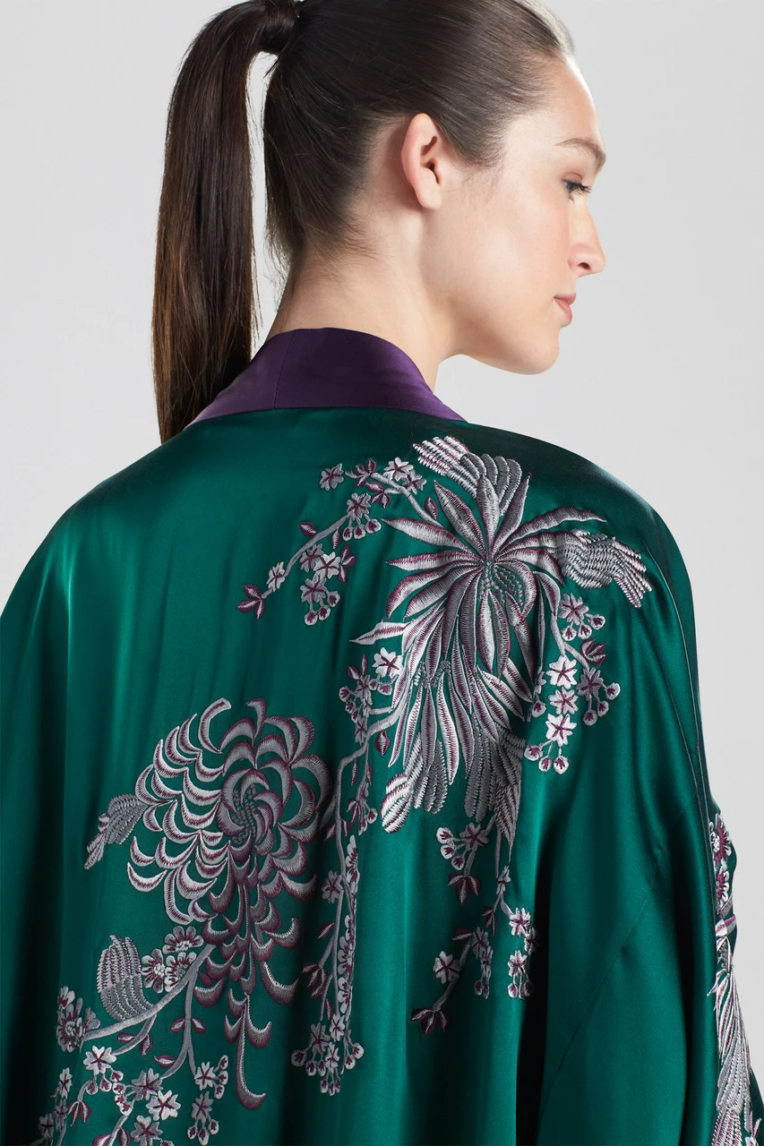 Chinoiserie Embroidery Silk Robe 1 Chinoiserie Embroidery Silk Robe