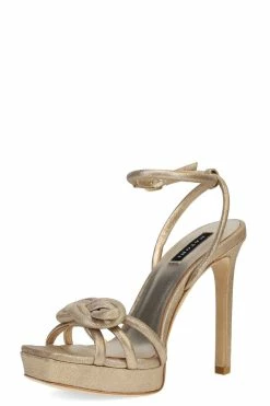 Chizu Suede Knotted Bow Platform Heel 40 Chizu Suede Knotted Bow Platform Heel -Natori Sales Shop Chizu Suede Knotted Bow Platform Heel Platinum Gold by Natori 3draft3 45224.1671478834