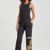 Cocoon Embroidered Dragon Straight Leg Pants