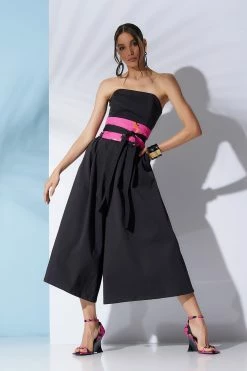 Cotton Chino Bustier Belted Palazzo Jumpsuit 8 Cotton Chino Bustier Belted Palazzo Jumpsuit -Natori Sales Shop Cotton Chino Bustier Belted Palazzo Jumpsuit Black by Natori 3 58413.1670957208