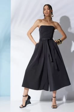 Cotton Chino Bustier Belted Palazzo Jumpsuit 7 Cotton Chino Bustier Belted Palazzo Jumpsuit -Natori Sales Shop Cotton Chino Bustier Belted Palazzo Jumpsuit Black by Natori 56468.1670957218