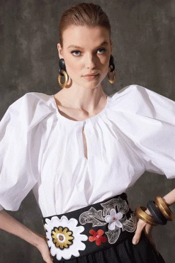 Cotton Poplin Pleated Pullover Top 14 Cotton Poplin Pleated Pullover Top -Natori Sales Shop Cotton Chino Embroidered Obi Belt Black by Natori 99194.1686690803