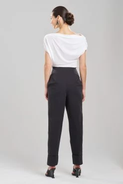 Cotton Chino High Waisted Pleated Pants -Natori Sales Shop Cotton Chino High Waisted Pleated Pants Black by Natori 2 35504.1683638273