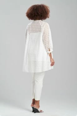 Cotton Eyelet Balloon Sleeve Oversized Top -Natori Sales Shop Cotton Eyelet Balloon Sleeve Oversized Top White by Natori 4 84549.1674236242