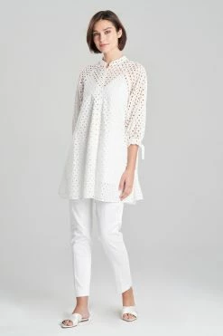Cotton Eyelet Balloon Sleeve Oversized Top