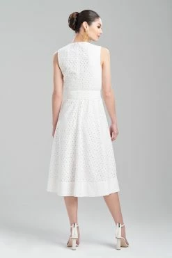Cotton Eyelet Belted Dress -Natori Sales Shop Cotton Eyelet Belted Dress White by Natori 2 53891.1674769605