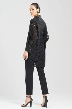 Cotton Eyelet Oversized Top -Natori Sales Shop Cotton Eyelet Oversized Top Black by Natori 2 23952.1674773393