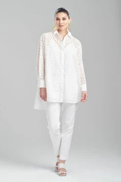 Cotton Eyelet Oversized Top -Natori Sales Shop Cotton Eyelet Oversized Top White by Natori 55157.1674165482