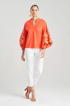 Cotton Poplin Balloon Embroidery Top