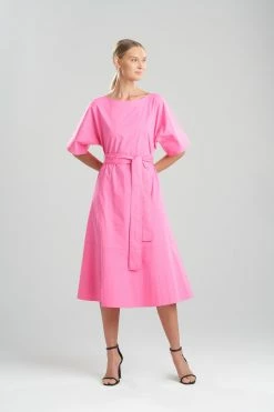 Cotton Poplin Belted Dress -Natori Sales Shop Cotton Poplin Belted Dress Peony by Natori 32346.1640814828