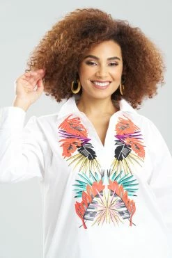 Cotton Poplin El Nido Embroidery Oversized Top 5 Cotton Poplin El Nido Embroidery Oversized Top -Natori Sales Shop Cotton Poplin El Nido Embroidery Oversized Top White by Natori 2 38051.1674076679