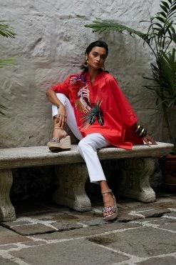 Cotton Chino Ankle Pants 28 Cotton Chino Ankle Pants -Natori Sales Shop Cotton Poplin Embroidered Mandarin Top Bright Heather Coral Rae Tropical Braided Wedge Sandals Natural by Natori 97558.1682625276