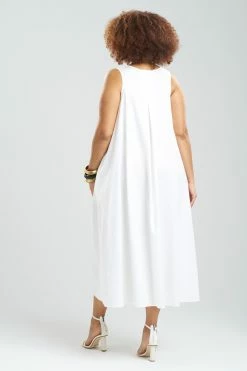 Cotton Poplin Embroidered V-Neck Dress -Natori Sales Shop Cotton Poplin Embroidered V Neck Dress White by Natori 4 94481.1674769441